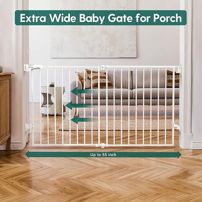 Babelio 31.5-55" No Bottom Bar Baby Gate Extra Wide, 2-in-1 Auto Close Dog Gate - Image 2