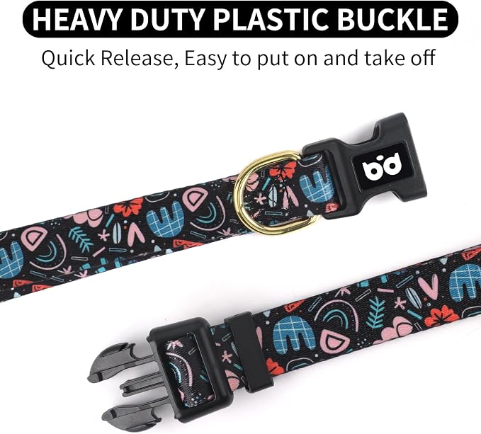 QQPETS Adjustable Soft Dog Collar: Print Flower Pink Multicolor Cute Patterns - Image 3
