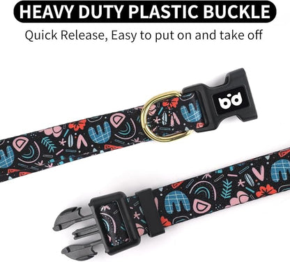 QQPETS Adjustable Soft Dog Collar: Print Flower Pink Multicolor Cute Patterns - Image 3