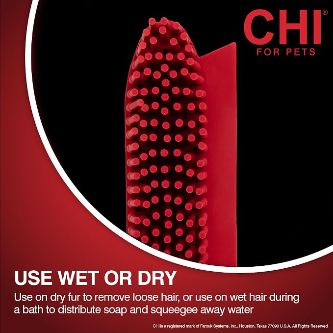 CHI for Dogs Rubber Fur Accumulator Brush, Dog Grooming Tool for Removing Loose - Image 5