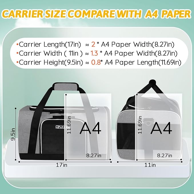Petskd Pet Carrier 17x11x9.5 Alaska Airline Approved, Pet Travel Carrier Bag - Image 3