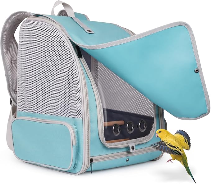 halinfer Bird Backpack Carrier Cage, Front Zipper Opening Portable Bird Travel - Image 4