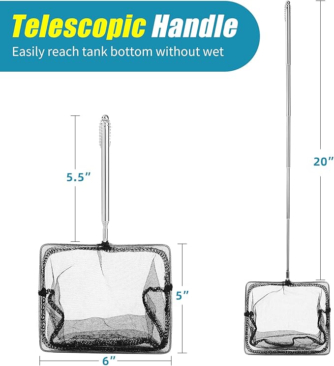 AQUANEAT Aquarium Net with Extendable Long Handle, Adjustable Wastes Skimming - Image 3