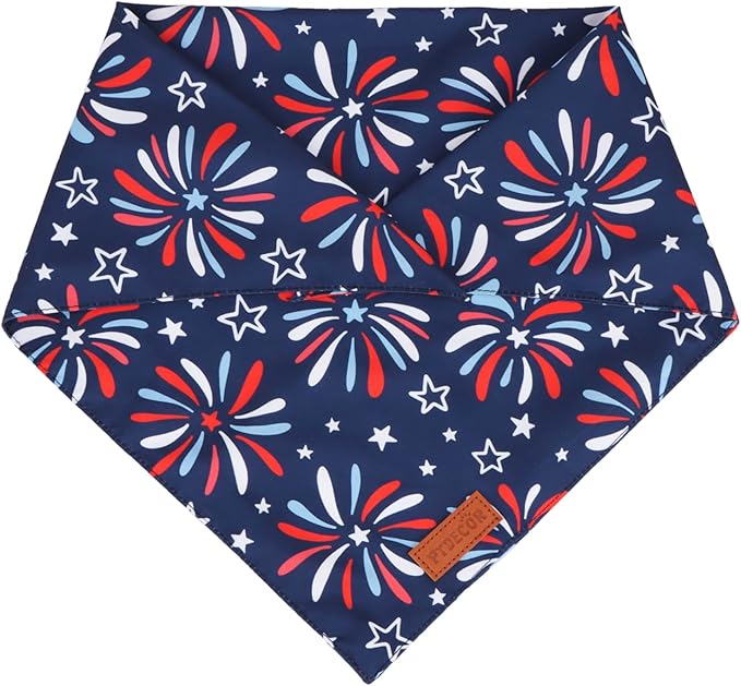 PTDECOR American Flag Dog Bandana 4th of July Dog Scarf Reversible Red Blue - Image 6