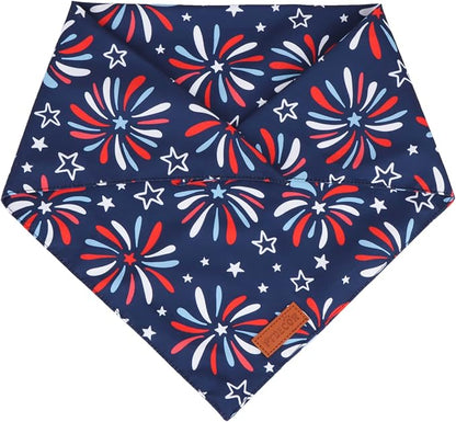 PTDECOR American Flag Dog Bandana 4th of July Dog Scarf Reversible Red Blue - Image 6