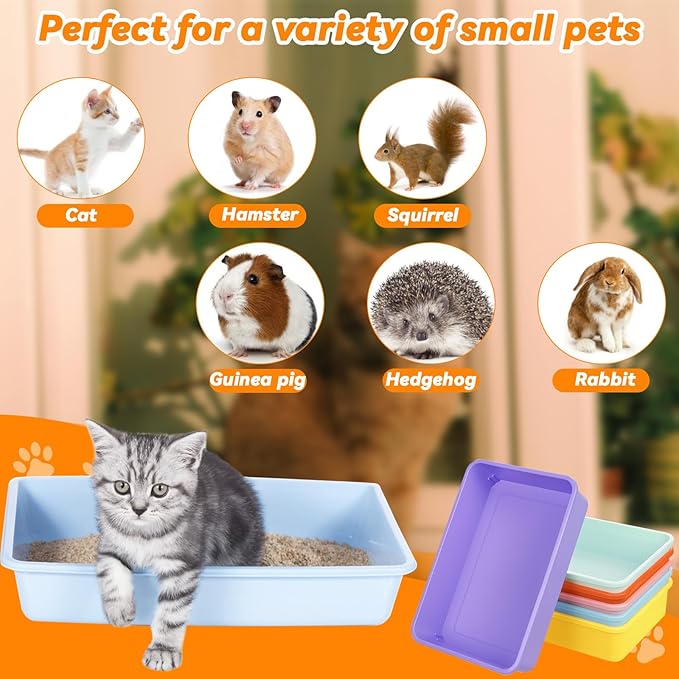 6 Set Small Cat Litter Box Kitten Litter Pan 12.3" x 8.5" x 2.7" Rabbit Plastic - Image 6