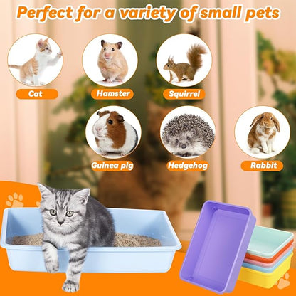 6 Set Small Cat Litter Box Kitten Litter Pan 12.3" x 8.5" x 2.7" Rabbit Plastic - Image 6