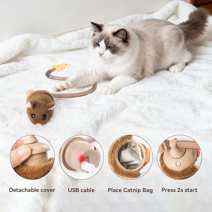 Migipaws Interactive MigiMouse Cat Toy 360° Rolling & Spin - Image 6