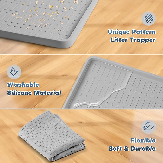 47" x 35" Silicone Cat Food Mat, Waterproof Pet Feeding Mat - Image 3