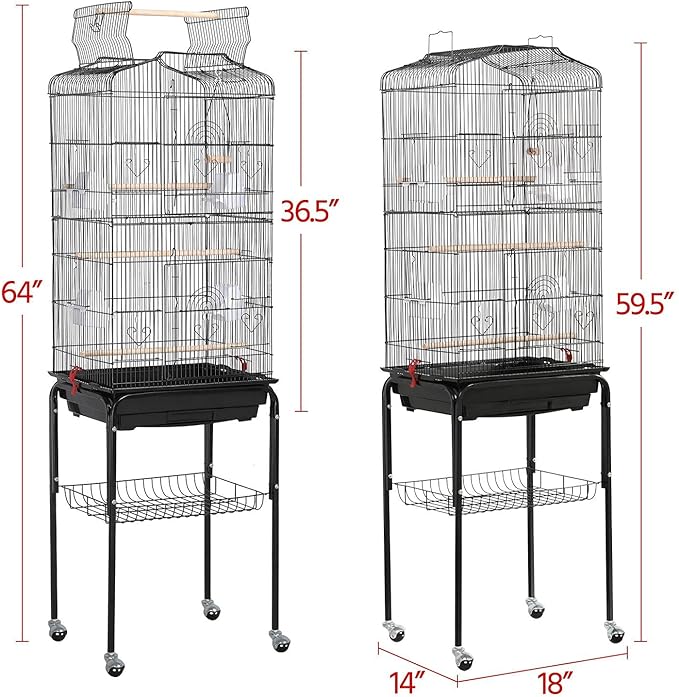 Yaheetech 64-inch Play Open Top Medium Small Bird Cage - Image 3