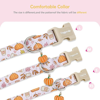 Faygarsle Fall Pumpkin and Leaves Pattern Dog Collar - Image 5