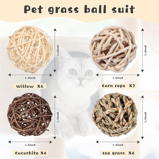 Skylety 15 Pieces Small Animal Chew Balls Rabbits Bunny Treat Chew Toys Guinea - Image 2
