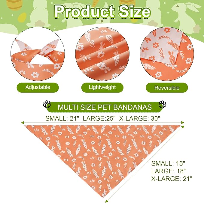 Easter Dog Bandanas XLarge 2PCS, 4 Pattern Colorful Scarf - Image 3