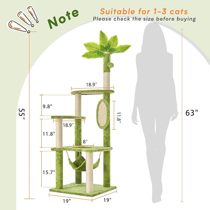 Cat Tree for Indoor Cats, 55 Inch Cat Tower - Image 6