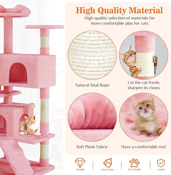 Sweetcrispy 54 Inch Cat Tree Tower, Indoor Cat Condo - Image 4