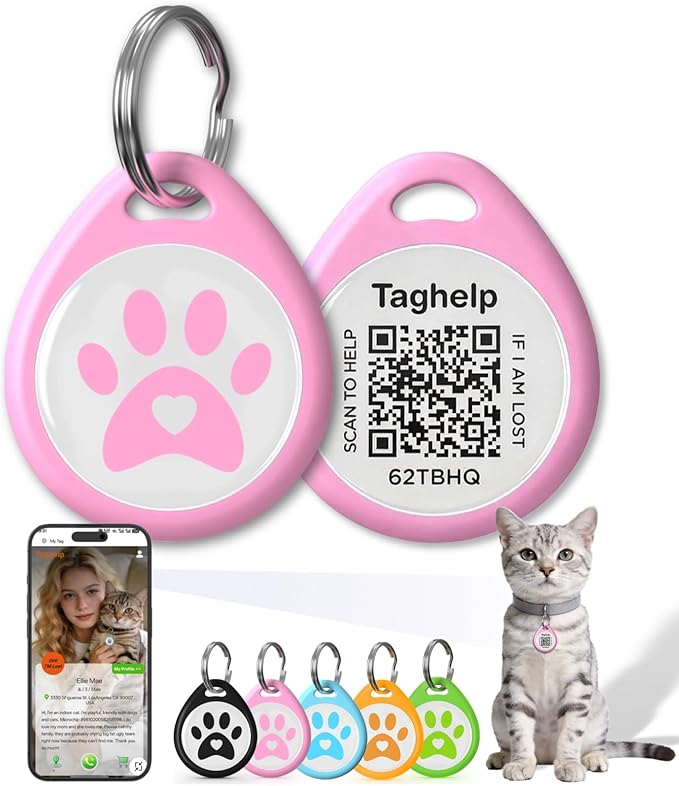 Smart QR Code Cat ID Tag – Free Forever Online Profile, No Subscription Pet by Taghelp