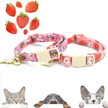 Elegant little tail 2 Pack Cat Collar-Pink Print Cotton Breakaway Cat Collars - Image 4