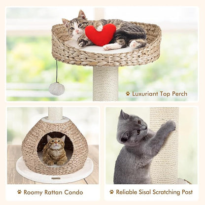 PETSITE 28-inch Modern Cat Tree, Small Cute Cat Tower Sisal Scratching Post - Image 5