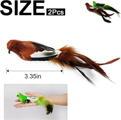 TTcat 2 Pcs Real Feather Cat Bird Toys Realistic Simulation Bird Cat Toys - Image 2
