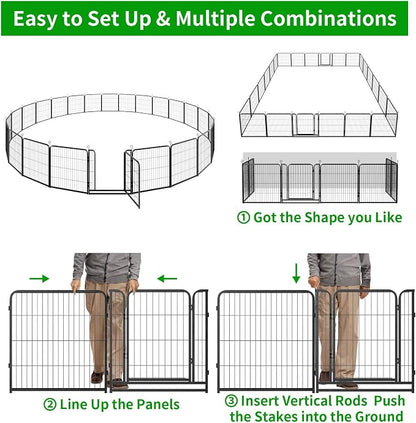 Dog Playpen Outdoor Extra Wide 24 Panels Heavy Duty Dog Fence 32" Height - Image 7