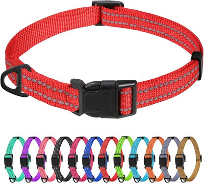 TagME Reflective Nylon Dog Collars, Adjustable Classic Pet Collar by TagME