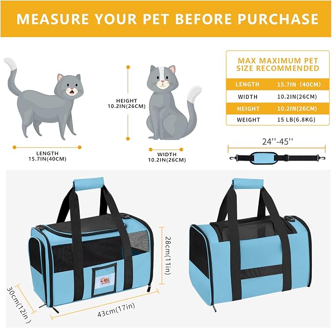 Cat Carrier Dog Carriers Airline Approved - Image 3
