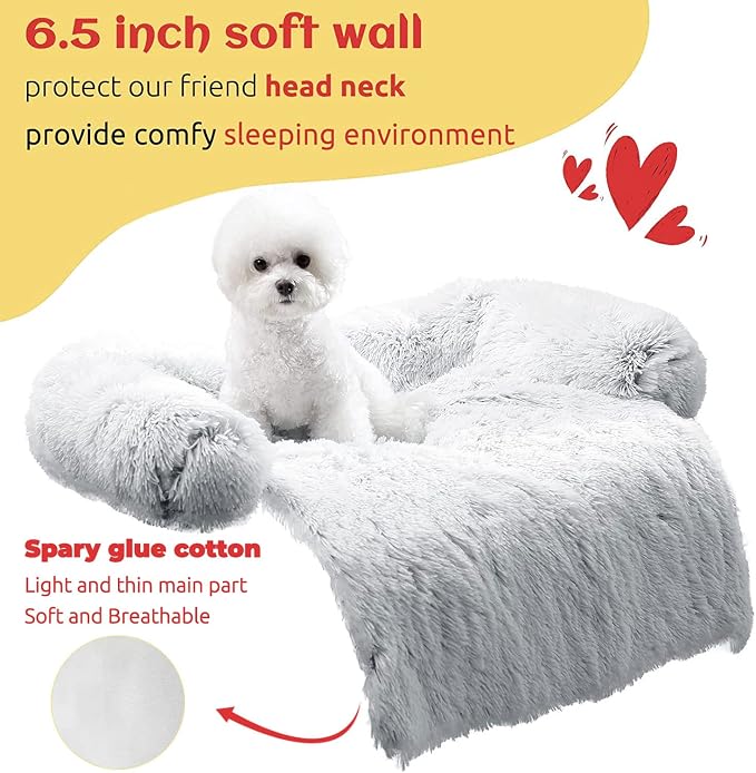 HACHIKITTY Calming Pet Sofa Bed Mat, Washable Plush Couch Cover - Image 2