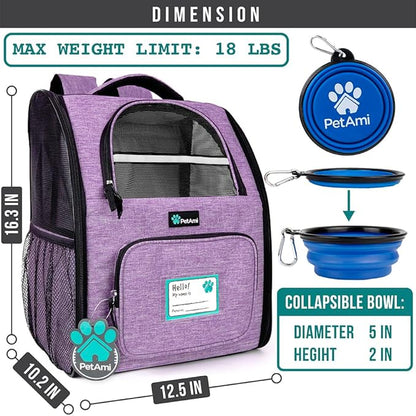 PetAmi Dog Backpack Carrier for Small Large Cat, Ventilated Pet Hiking Backpack - Image 2
