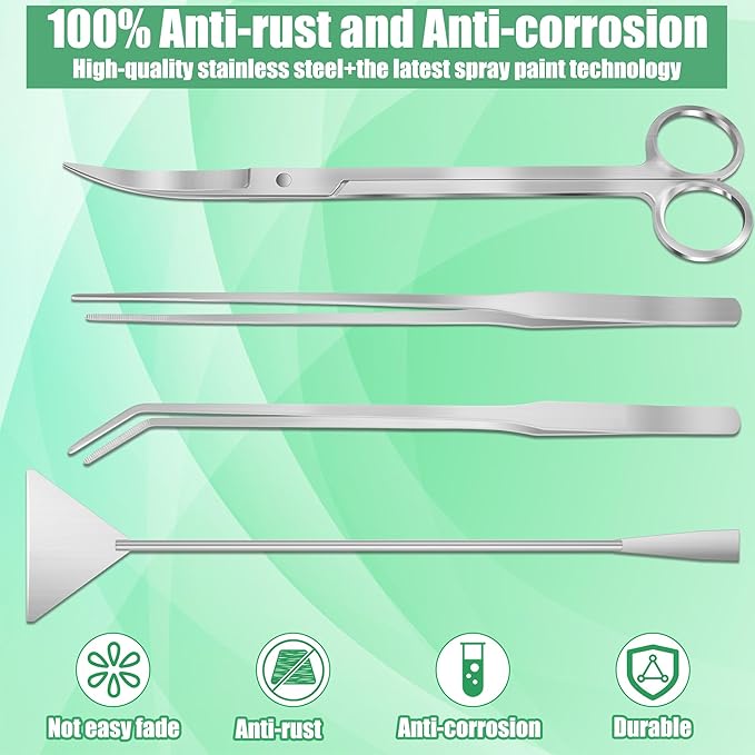 Aquarium Aquascape Tools Kit, 4 in 1 Anti-Rust Aquatic Plant Aquascaping Tool - Image 7