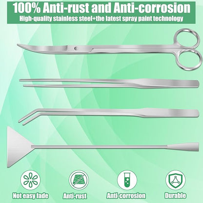 Aquarium Aquascape Tools Kit, 4 in 1 Anti-Rust Aquatic Plant Aquascaping Tool - Image 7