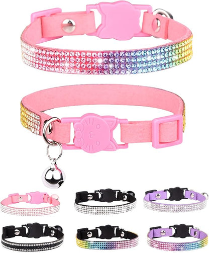 Cat Collars for Girl Cats with Rhinestone Soft Velvet, Breakaway Cat Collars by Aecllcea