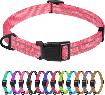 TagME Reflective Nylon Dog Collars, Adjustable Classic Pet Collar by TagME