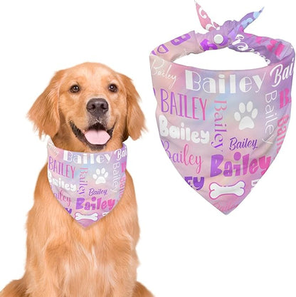 Personalized Dog Bandanas Custom Neckwear Name Button Anti-loosening Dog Scarf by Unknown