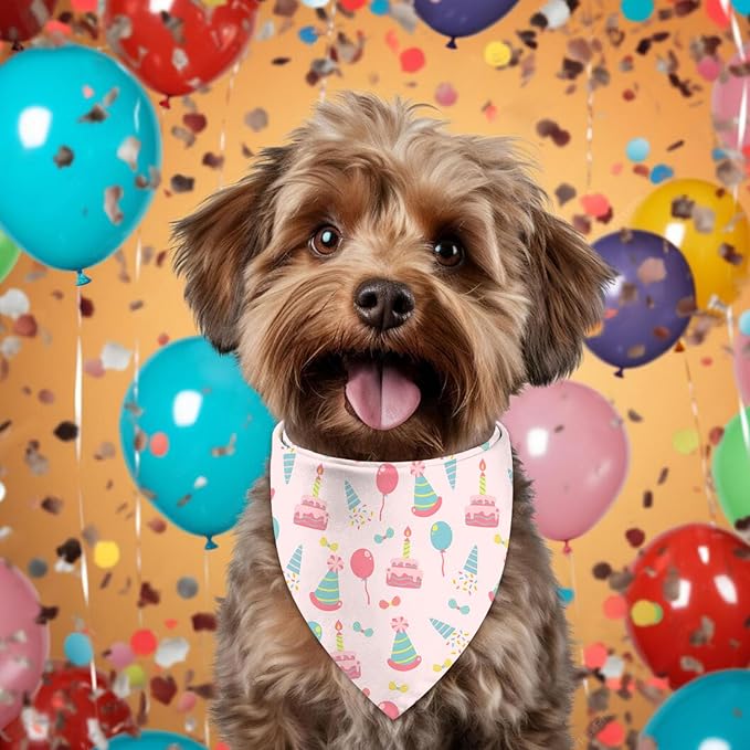 Birthday Dog Bandanas, Double Side All 4 Patterns Reversible Large Pet Bandanas - Image 4