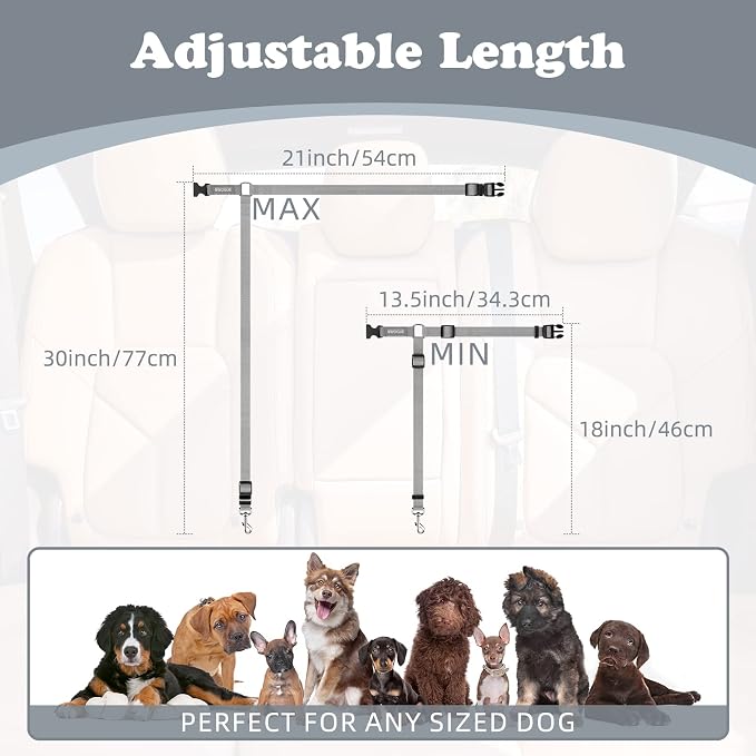 BWOGUE Pet Dog Cat Seat Belts, Car Headrest Restraint Adjustable Safety Leads - Image 4
