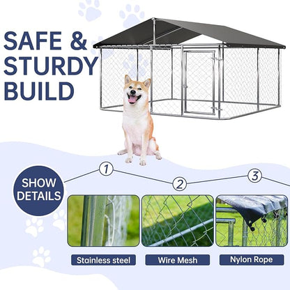 Petonly Outdoor Dog Enclosure Heavy Duty Dog Kennel House Mesh Dog Big Cage Pet - Image 3