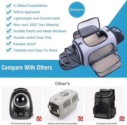 Siivton Airline Approved Pet Carrier, 4-Way Expandable Cat Dog Carrier - Image 9