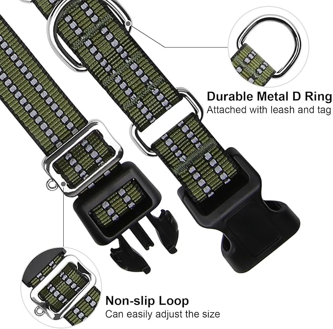 Martingale Dog Collar, Adjustable Nylon Reflective Collar - Image 2