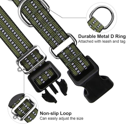 Martingale Dog Collar, Adjustable Nylon Reflective Collar - Image 2