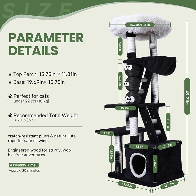 Cat Tree, 50.7in Multi-Level Cat Tower - Image 2