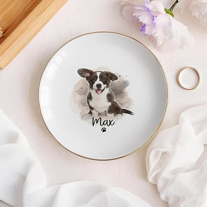 Custom Dog Cat Portrait Ring Dish, Personalized Pet Trinket Dish - Image 5