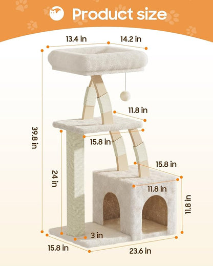 Cat Tree for Indoor Cats, 40 Inches Cat Tower - Image 7