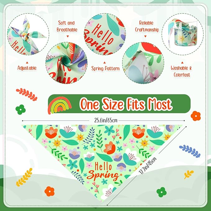 Chunful 50 Pcs Spring Dog Bandanas Floral Dog Bibs Seasonal Pet Costume - Image 3