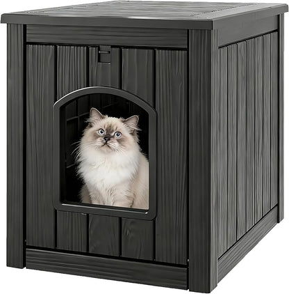 Litter Box Enclosure, Waterproof & Weatherproof Plastic Cat House by WTFGO