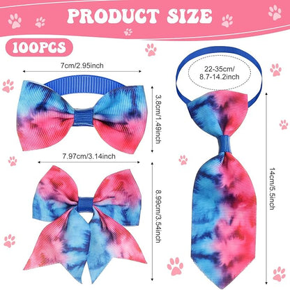 Reginary 100 Pieces Dog Bow Tie Collar Set Include 40 Dog Neckties, and 30 - Image 2