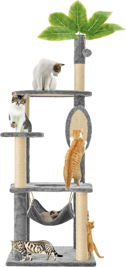 Cat Tree for Indoor Cats, 55 Inch Cat Tower by TSCOMON