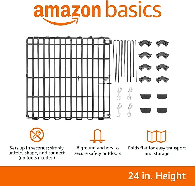 Amazon Basics Foldable Octagonal Metal Exercise Dog Playpen, Indoor/Outdoor Pet - Image 5