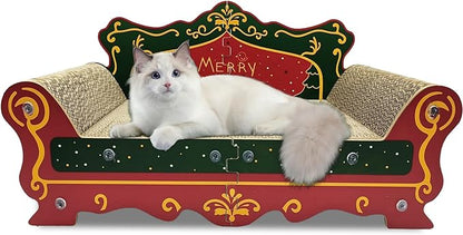 Luxury Cardboard Cat Scratcher Sofa Bed, Couch Shaped Scratching Board by INRLKIT