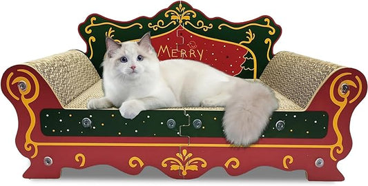 Luxury Cardboard Cat Scratcher Sofa Bed, Couch Shaped Scratching Board by INRLKIT
