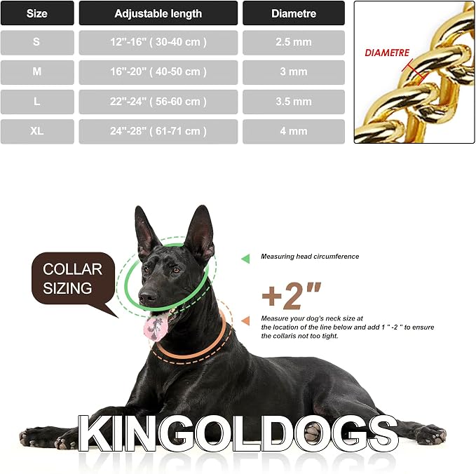 Stainless Steel 18K Gold Dog Chain Collar - Image 6